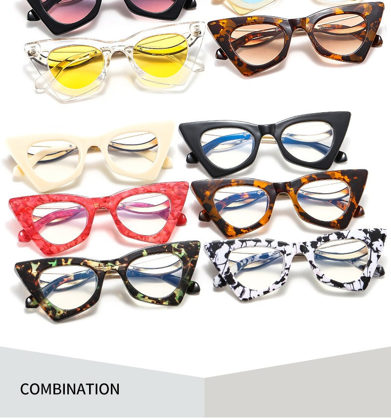 New Cat Eye Shape Face Shaping Selfie Sunglasses Flat Mirrors