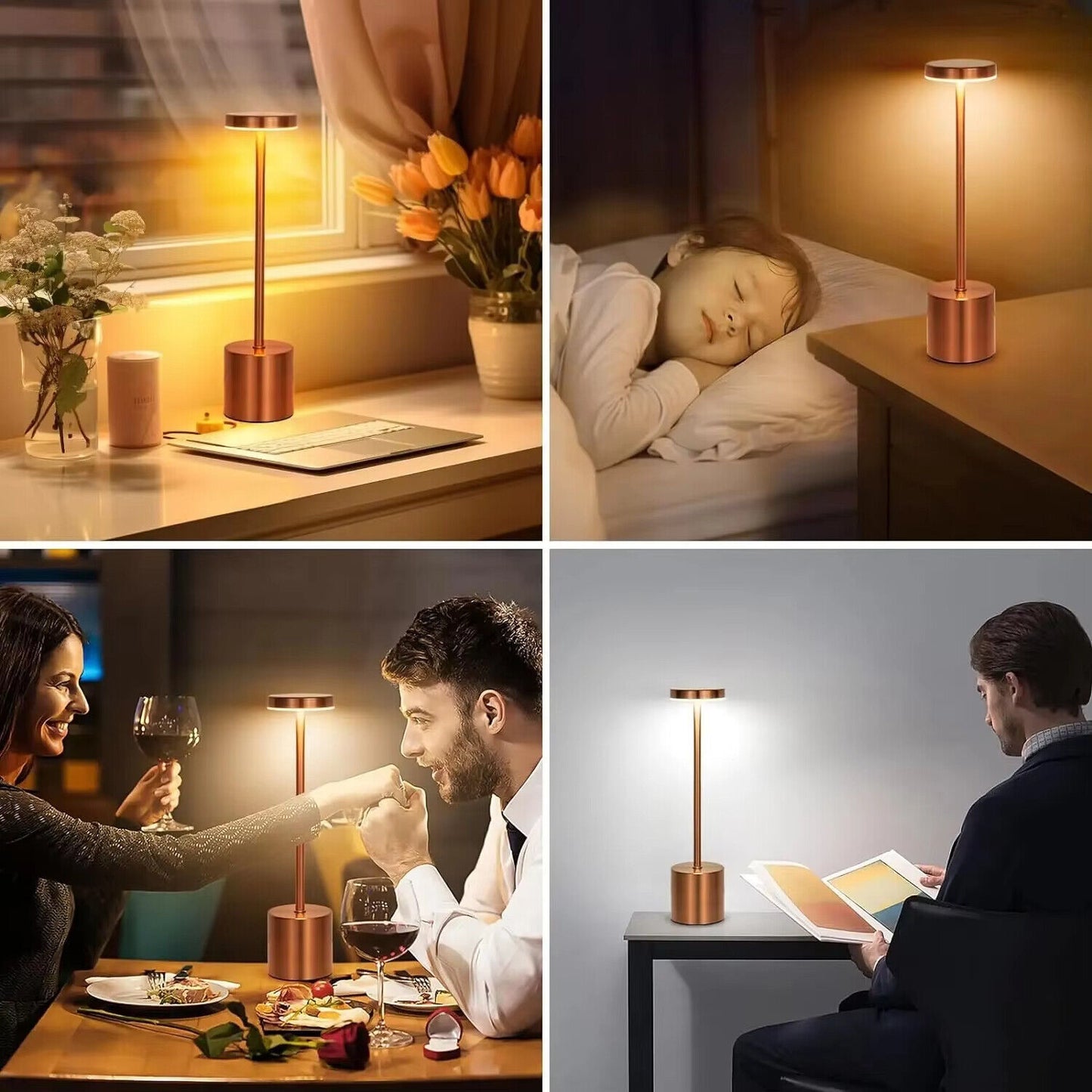 LED Wiederauf Ladbare Touch Metall Tisch Lampe Schreib Lampen Nachttisch Mit USB