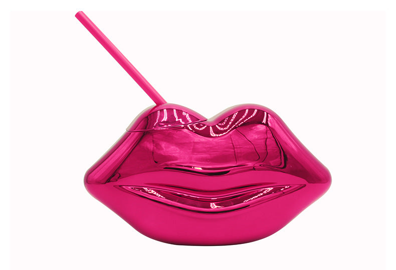 Lip Shaped Plated Plastic Creative Holiday Shaped Retro Sippy Cup Drink Cup