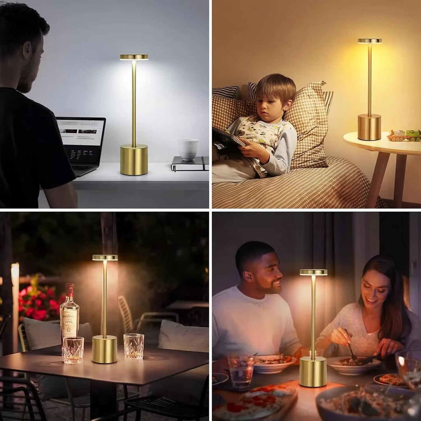 LED Wiederauf Ladbare Touch Metall Tisch Lampe Schreib Lampen Nachttisch Mit USB