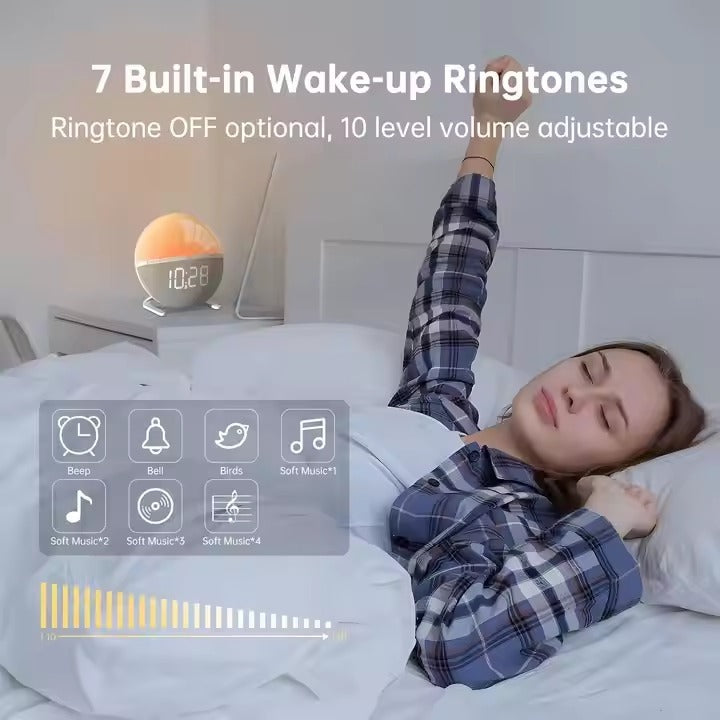 Custom Gift Best Design Kids Alarm Clock Night Light Clock Wake-up Light Simulating Daylight