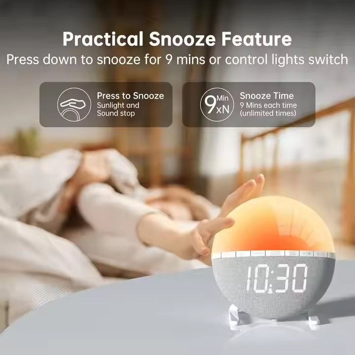 Custom Gift Best Design Kids Alarm Clock Night Light Clock Wake-up Light Simulating Daylight