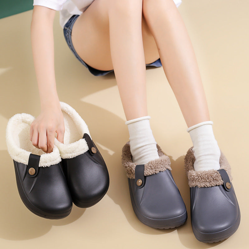 Female Plus Size Fleece-lined Home Cotton Slippers
