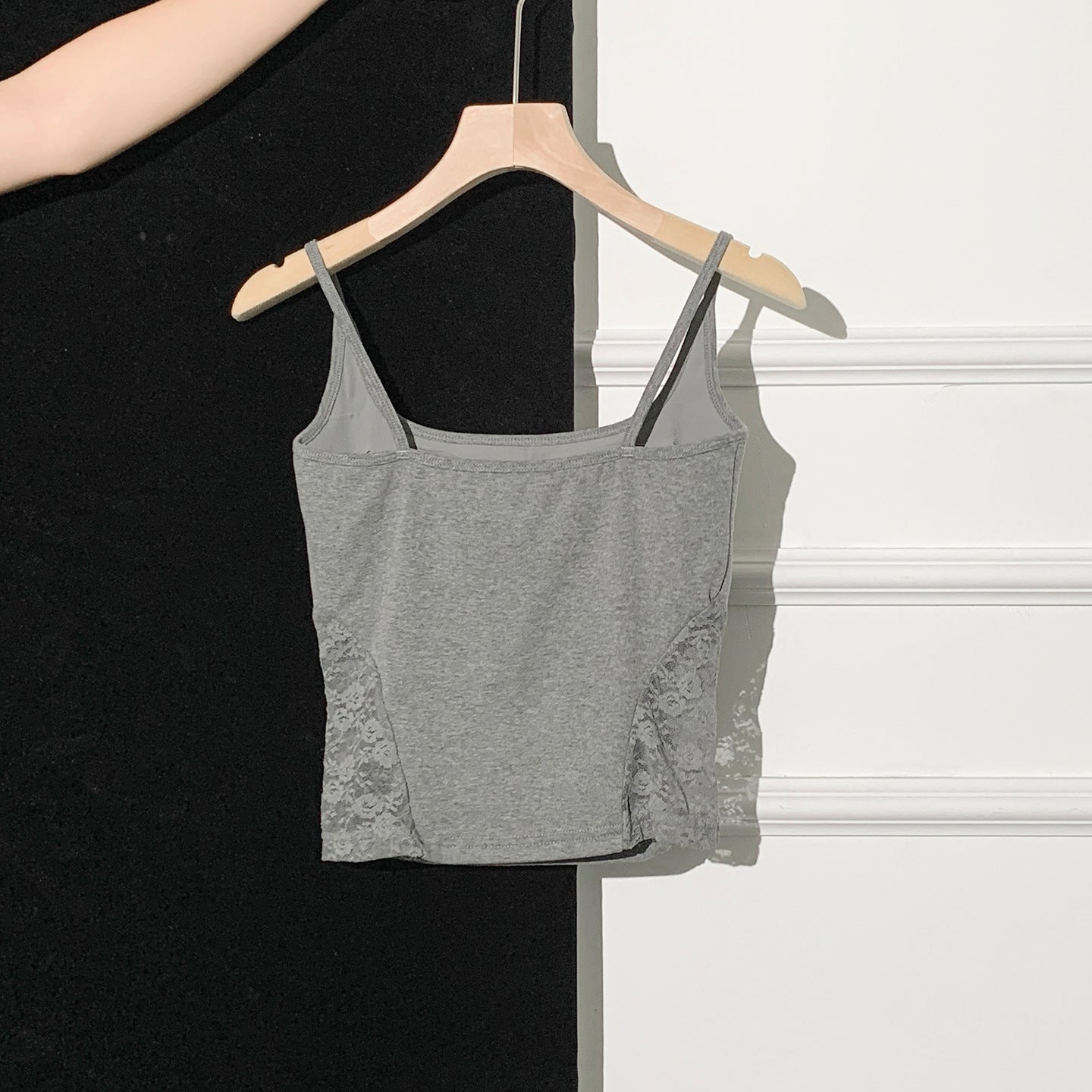 Hollow-out Lace Backless One-piece Camisole with Padded Bra, Women's Fitted Top