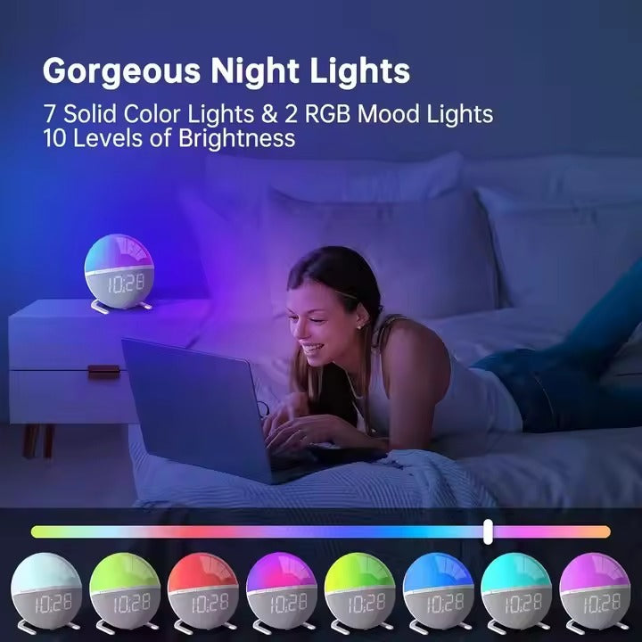 Custom Gift Best Design Kids Alarm Clock Night Light Clock Wake-up Light Simulating Daylight