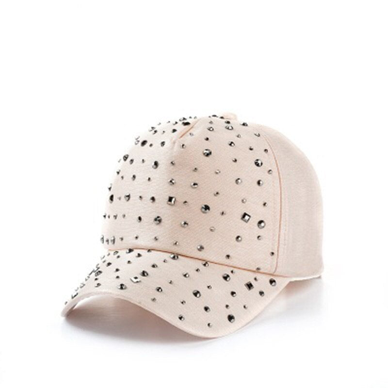 Unisex Streetwear Bone Cotton Rhinestone Breathable Mesh Sun Hat Summer Women Snapback Adjustable Rivet Ponytail Baseball Cap 83