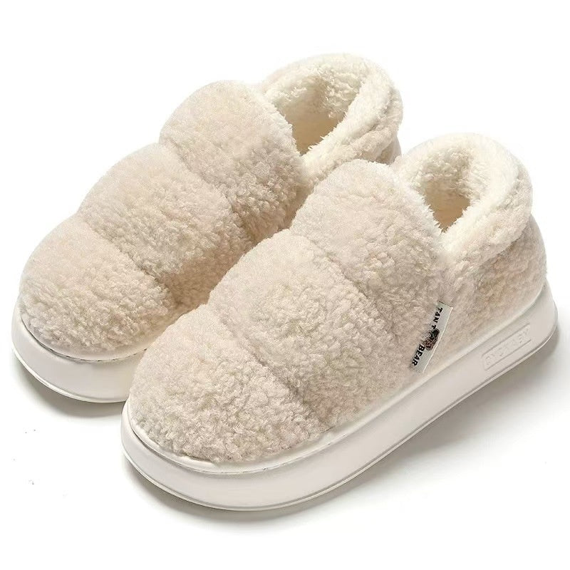 Cotton Slippers Women's Winter Indoor Home Warm Non-slip Windproof Thick Bottom Plush