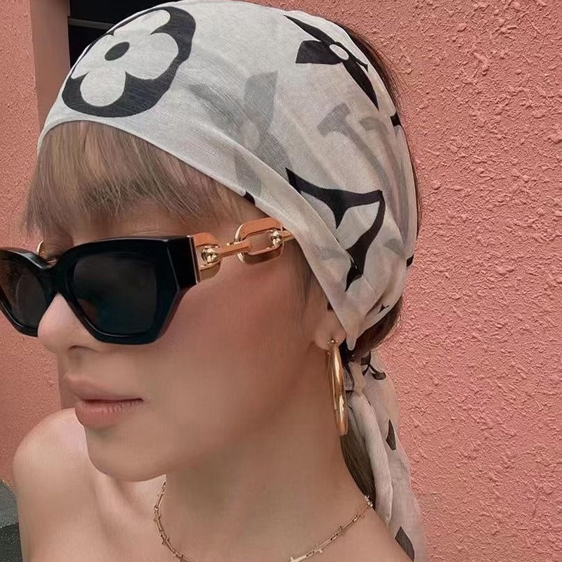 Cat's Eye Thick Chain Legged Sunglasses European and American Fashion Hip Hop Sunglasses Ins Network Red Personality Sweet Cool Sunglasses Trend