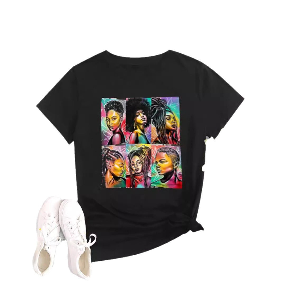Fashion Women's Character Print Round Neck Crewneck T-shirt