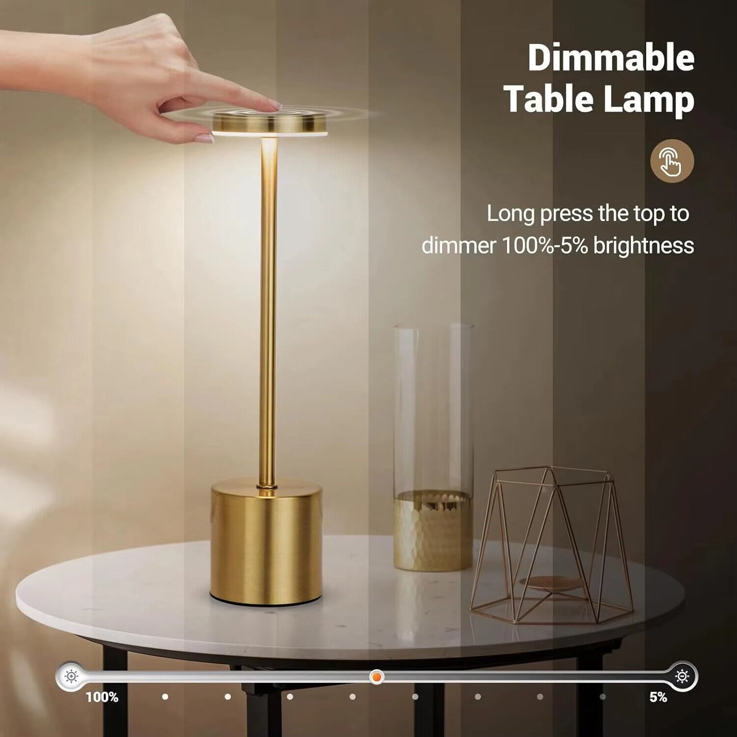 LED Wiederauf Ladbare Touch Metall Tisch Lampe Schreib Lampen Nachttisch Mit USB
