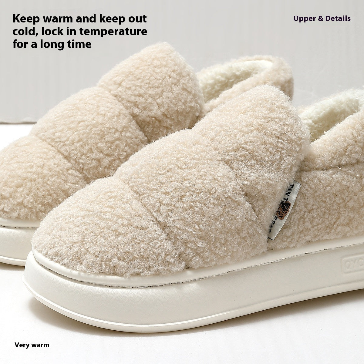 Cotton Slippers Women's Winter Indoor Home Warm Non-slip Windproof Thick Bottom Plush