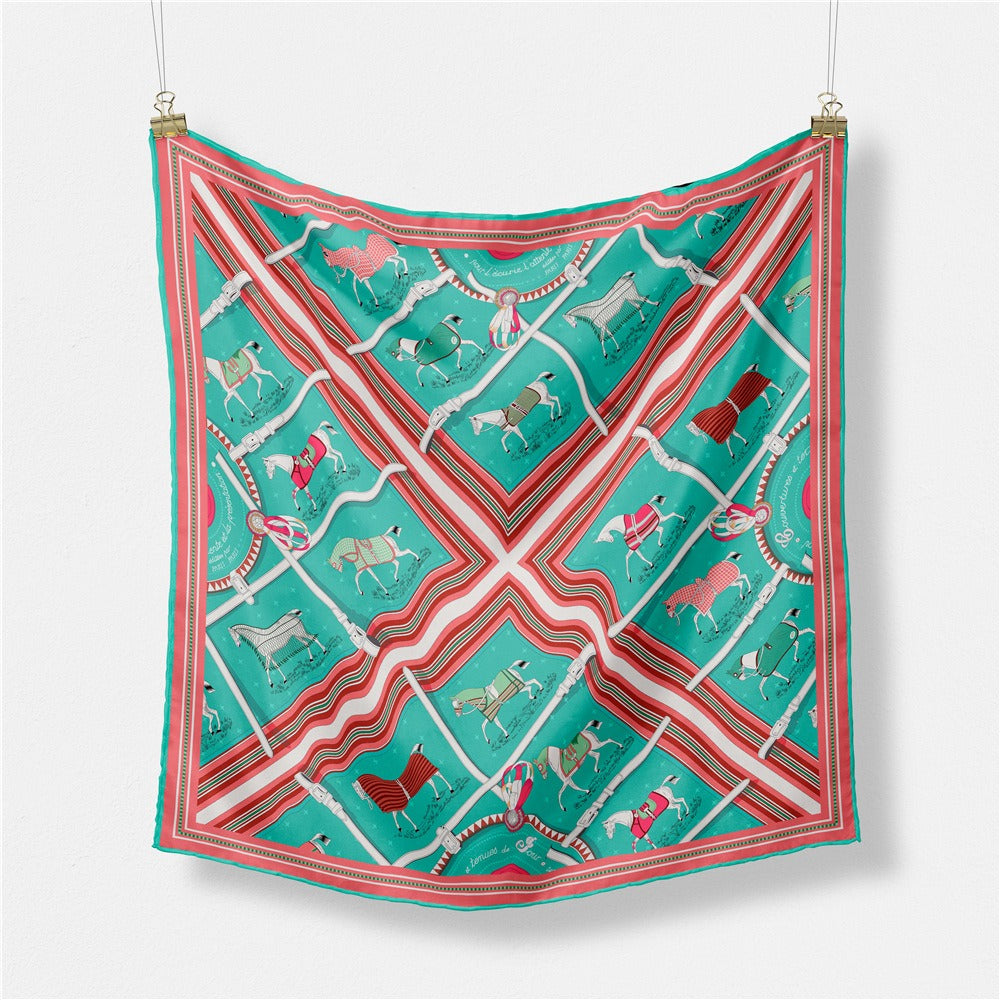 Checkered warhorse women's decorative small square scarves, small scarves, silk scarves in stock scarves