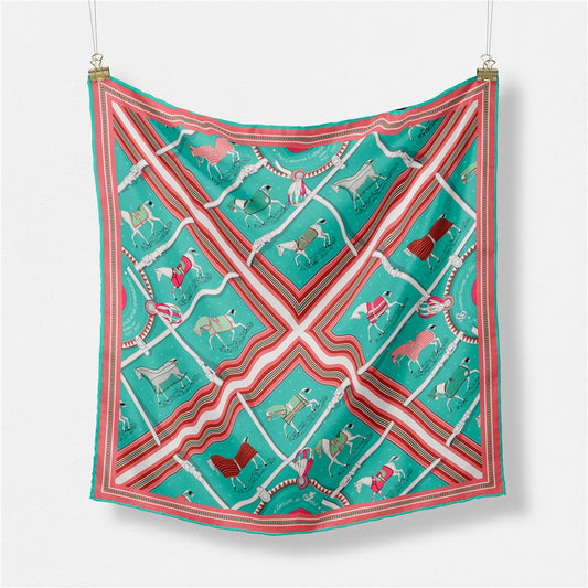 Checkered warhorse women's decorative small square scarves, small scarves, silk scarves in stock scarves
