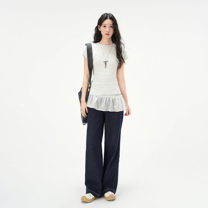 Round Neck Basic Cotton Fitted Short Sleeve T-Shirt for Women