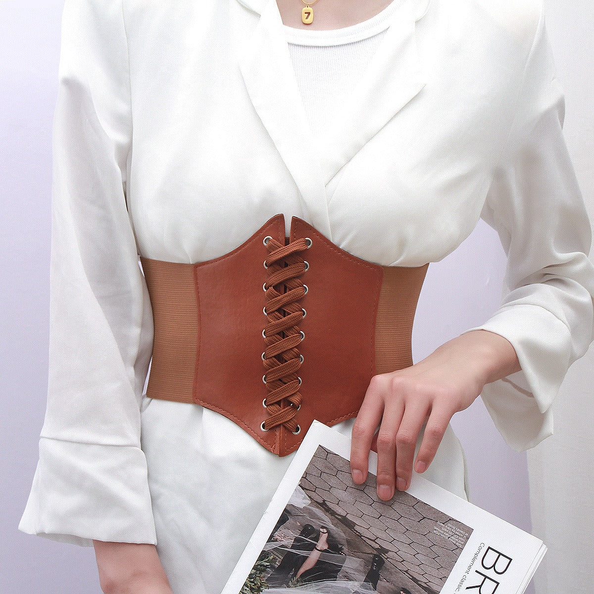 Elastic and elastic women's waistband, versatile decoration, dress, suit, coat, wide waist closure, waist wrap, and outerwear