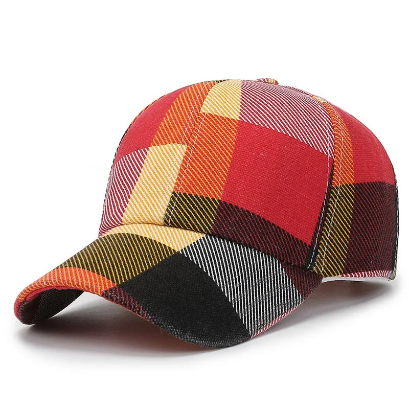 Large grid sun hat sunshade hat men's and women's windproof hat colorful and fashionable