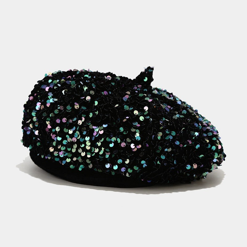 Sequin beret new hat children's fashionable and personalized pumpkin hat