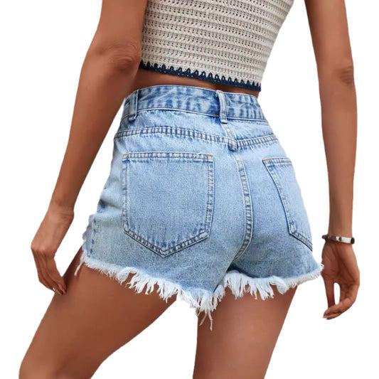 Ripped denim shorts