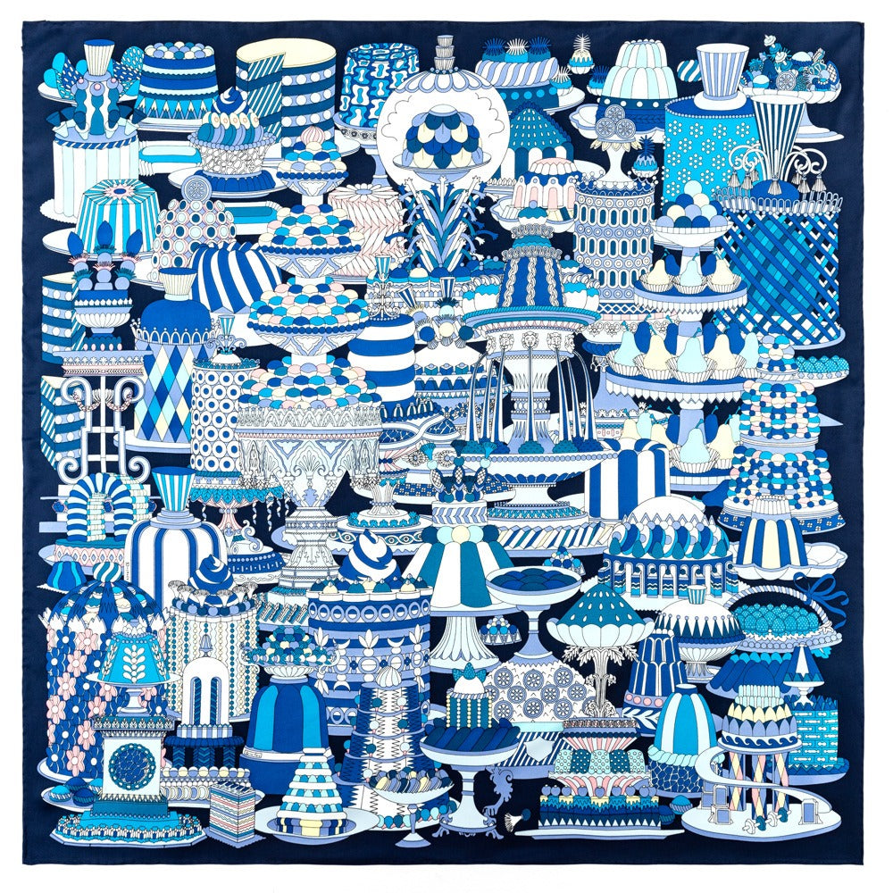 90cm twill silk square scarf banquet pastry printed silk scarf scarf shawl headscarf