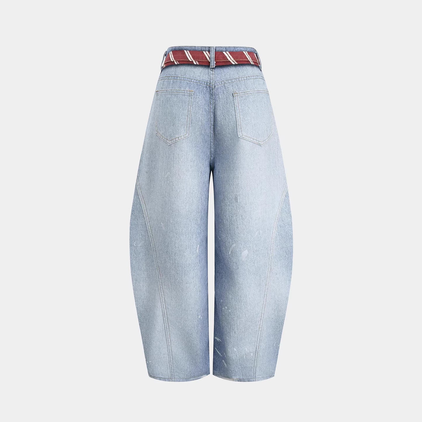 Street Style Tie Badge Print Dagger Jeans