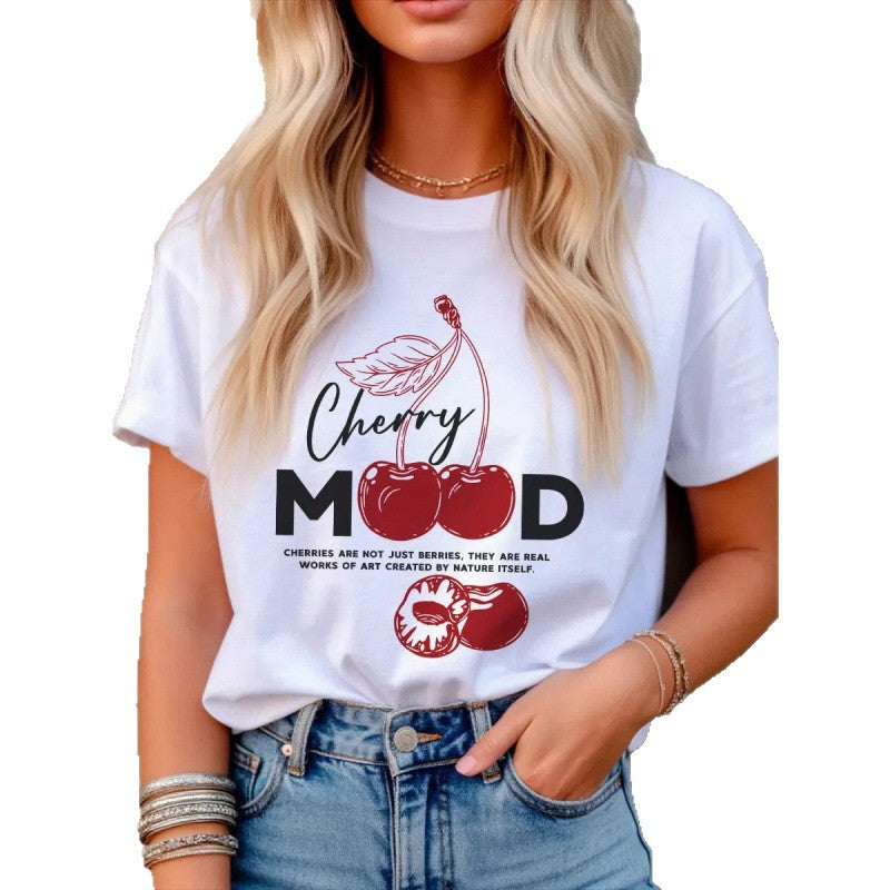 Cherry print short sleeved t-shirt