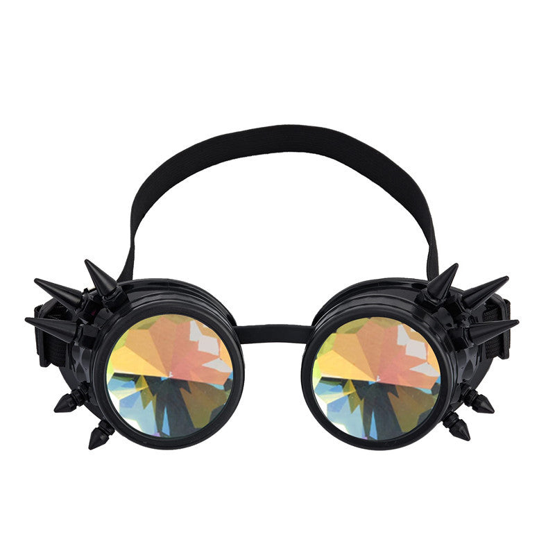 New LiuDingSteampunk Gothic Retro Colorful Kaleidoscope Glasses 3D Windshields Cosplay Goggles