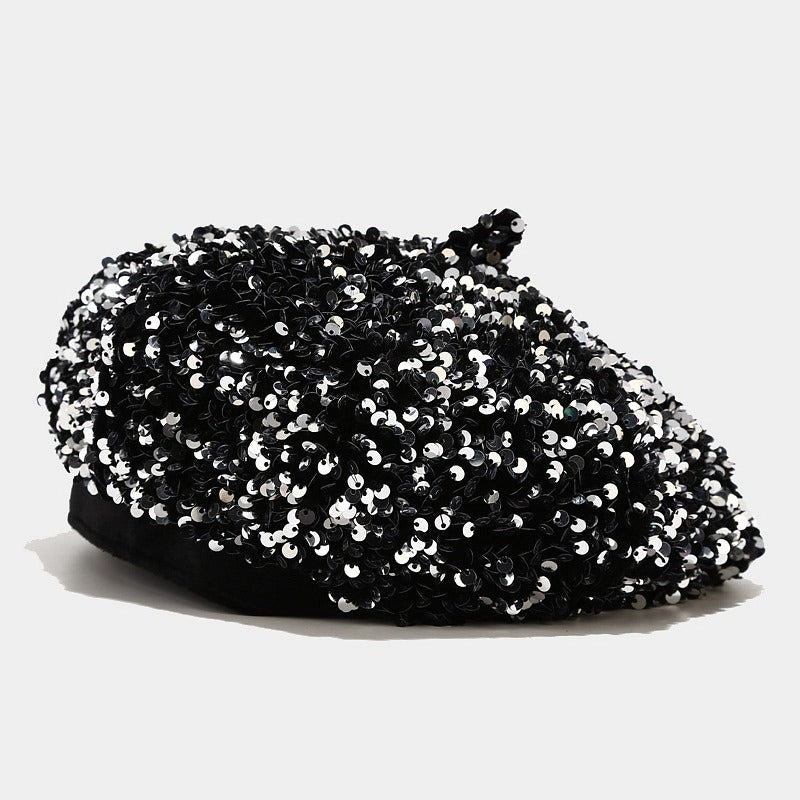 Sequin beret new hat children's fashionable and personalized pumpkin hat
