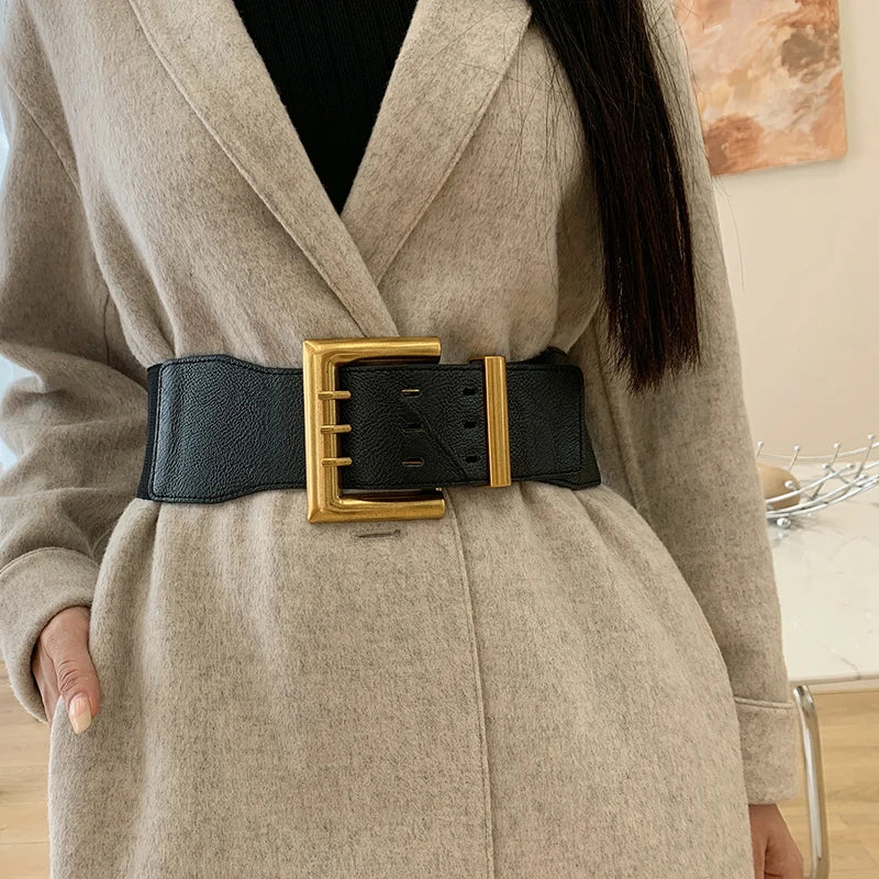 Women's Waist Elastic Black Super Wide Stretch Dalian Dress High Quality Autumn And Winter Decoration Sweater Waistband