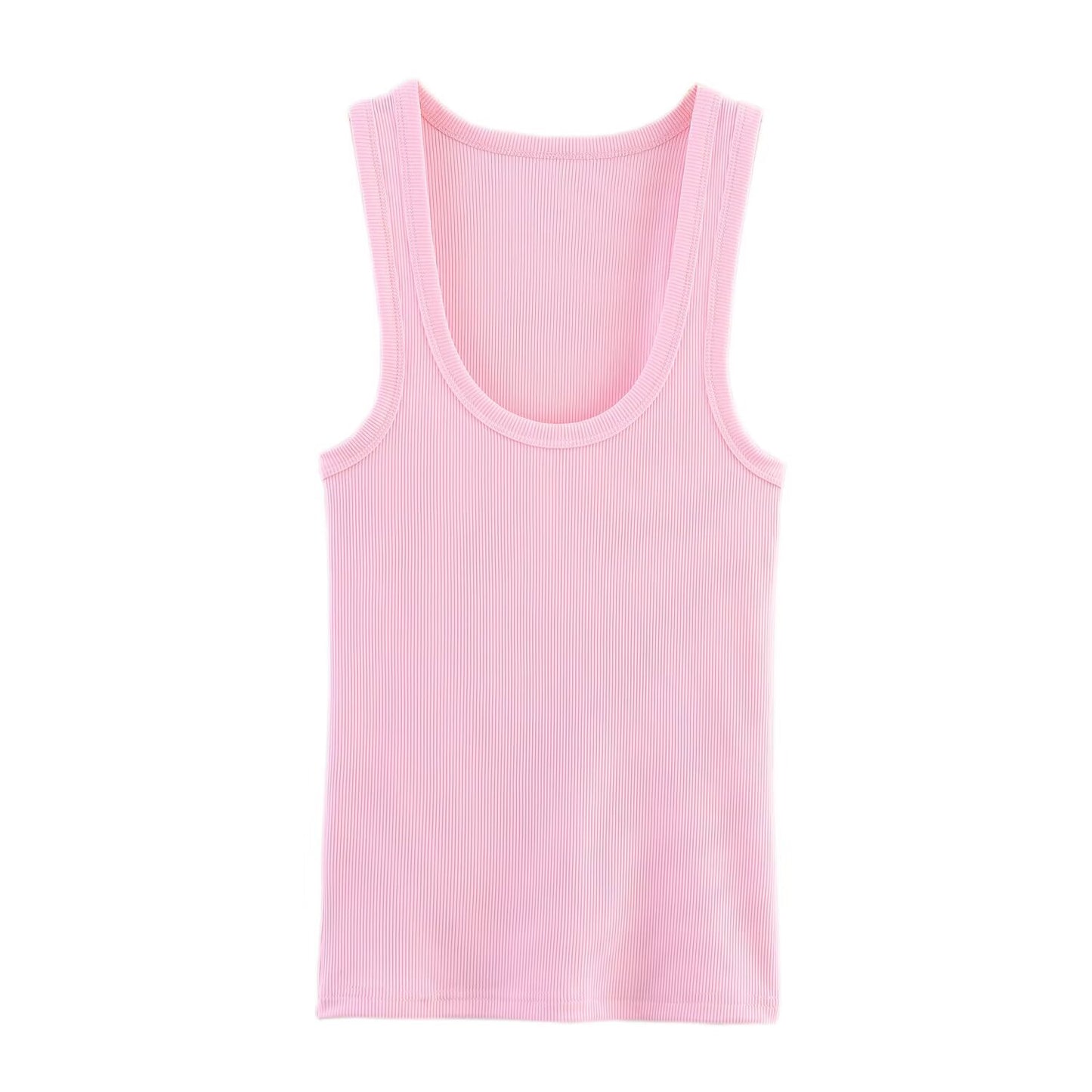 Tight fitting round neck tank top