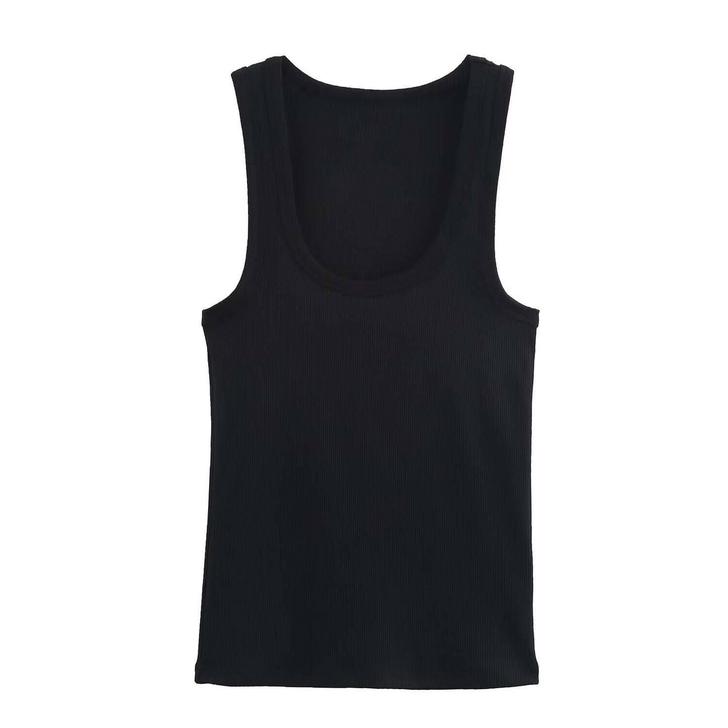 Tight fitting round neck tank top