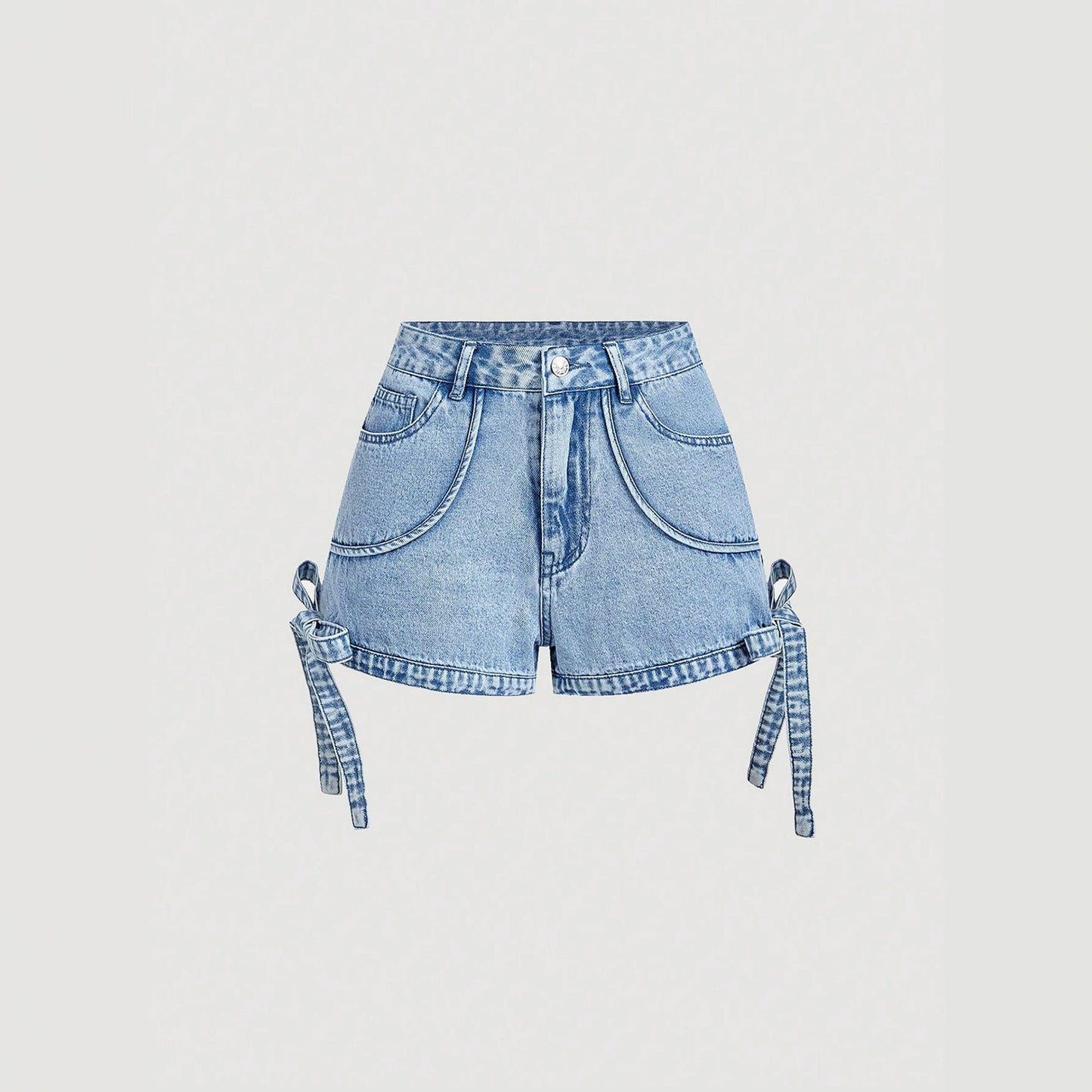 Lace up women's denim shorts