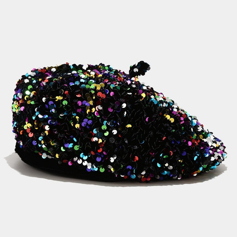 Sequin beret new hat children's fashionable and personalized pumpkin hat