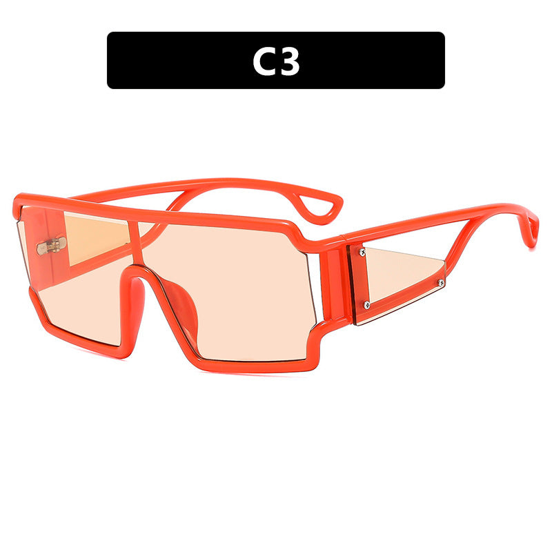 Square connected sunglasses with hollowed out avant-garde personality Instagram popular fashion street photography futuristic sunglasses