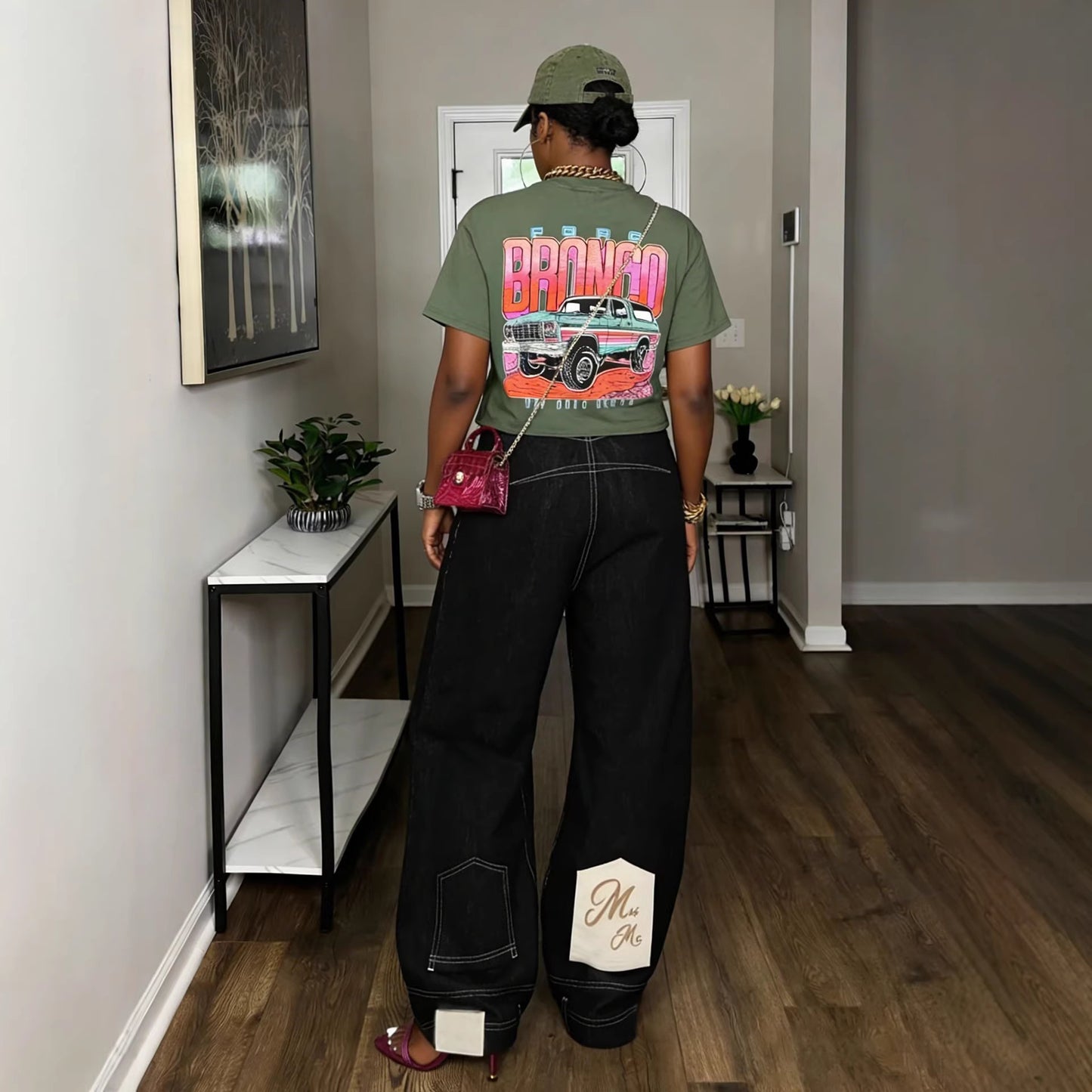 Street Style Reversible Denim Pants with Unique Inside-Out Design