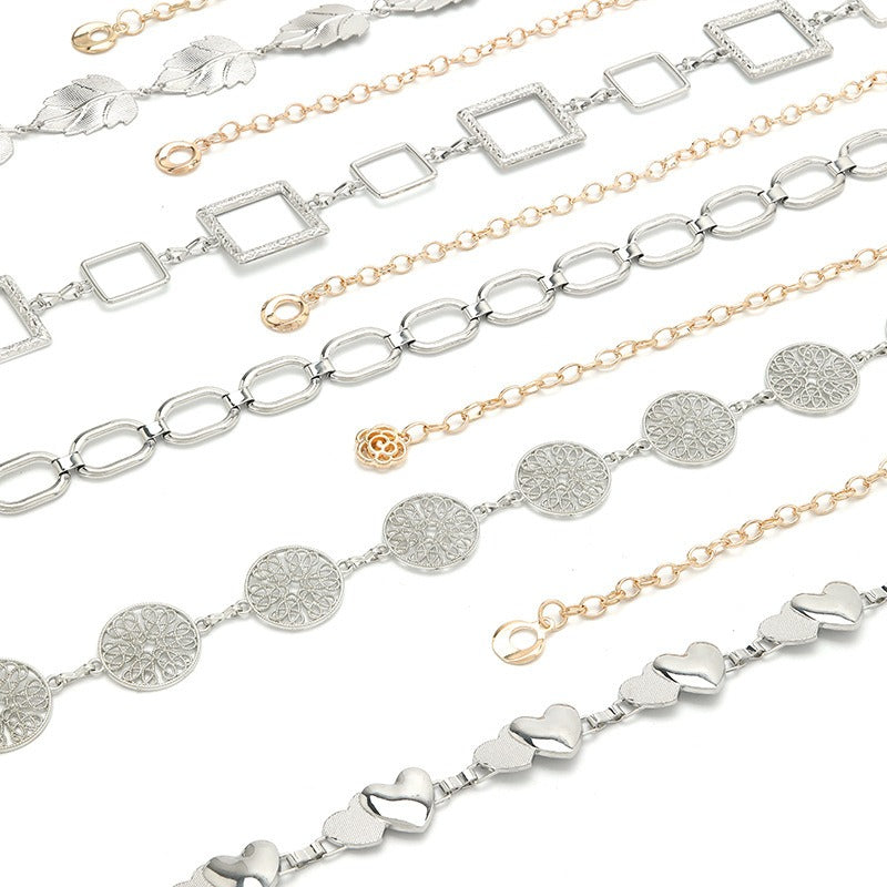New Ins Style Metal Chain Decoration Jeans Chain Fashion Women's European and American Inlaid Pendant Paired with Waist Chain Thin