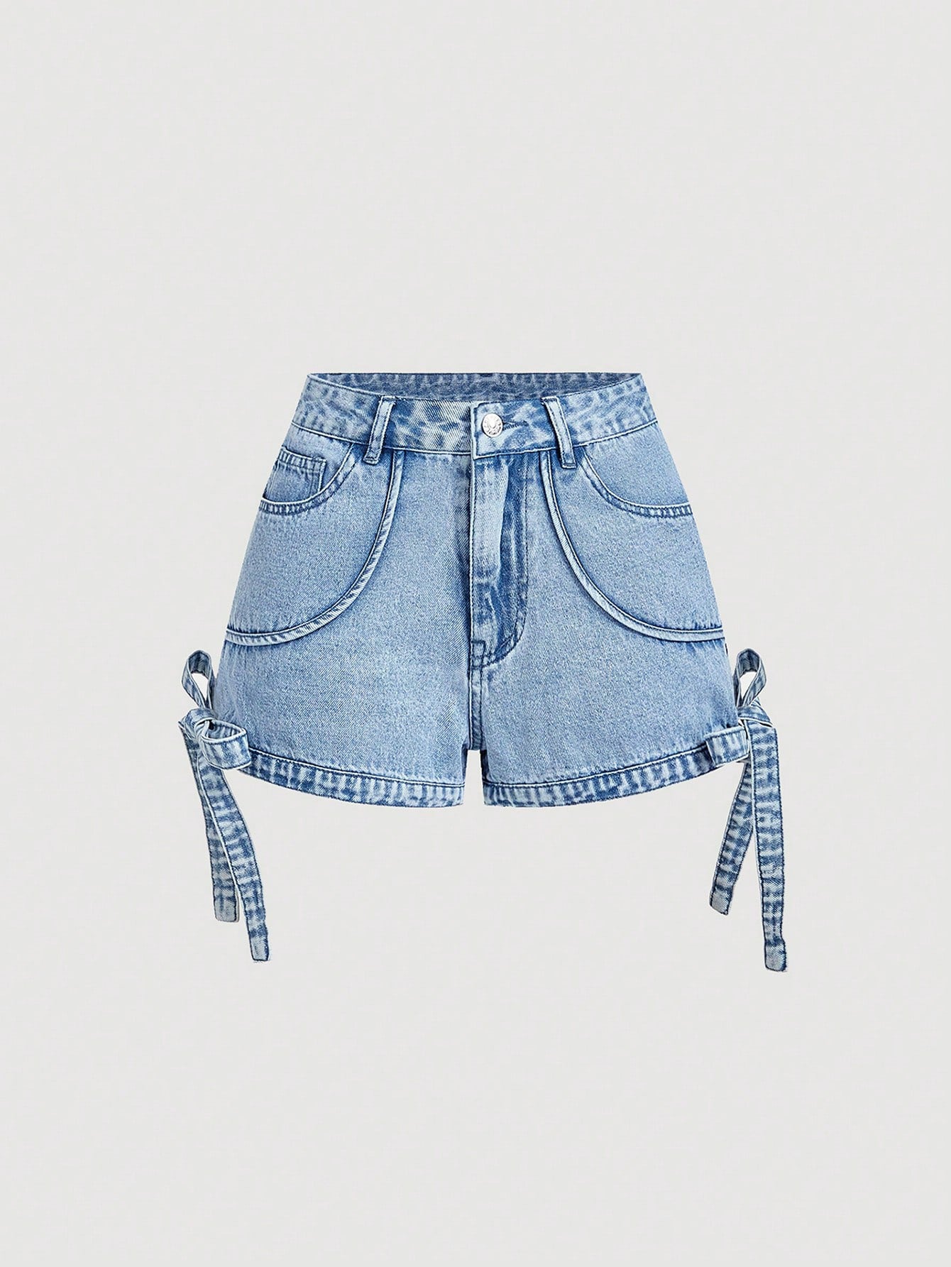 Lace up women's denim shorts