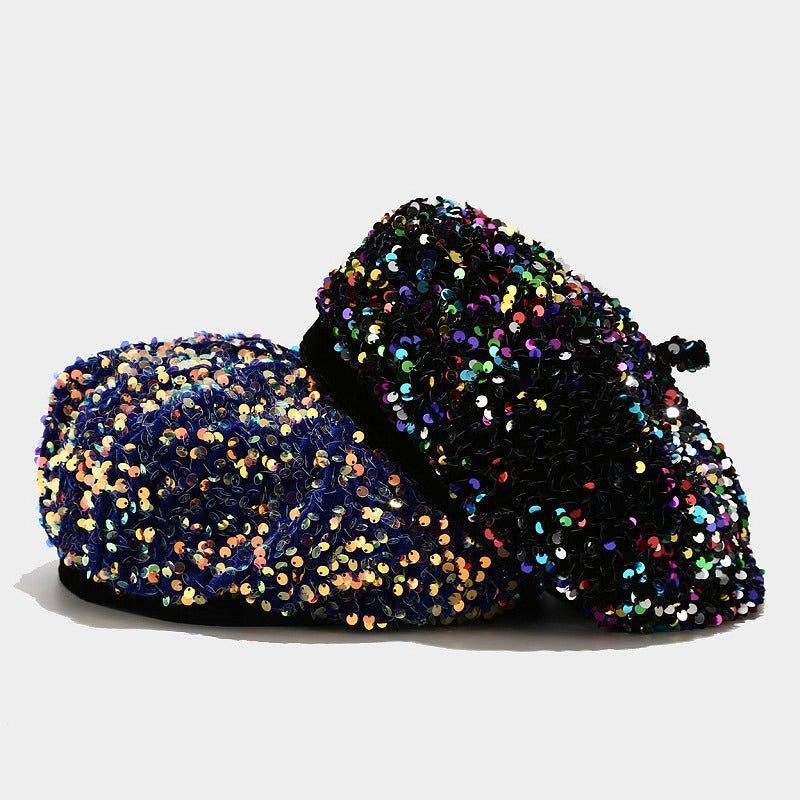 Sequin beret new hat children's fashionable and personalized pumpkin hat