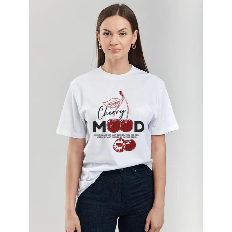 Cherry print short sleeved t-shirt