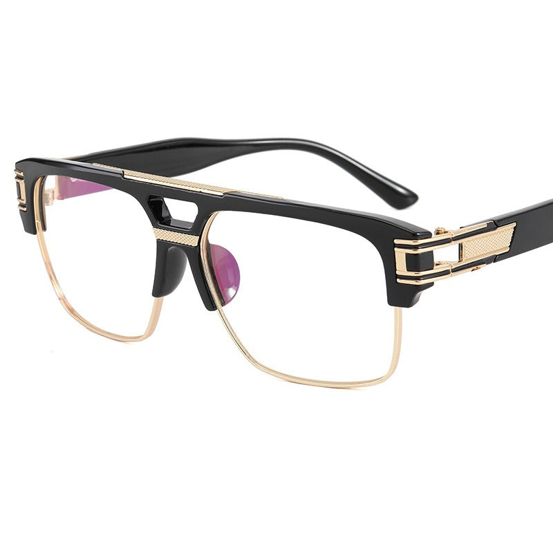 Fashionable sunglasses, transparent frame glasses, men's and women's retro box sunglasses, blue sunglasses