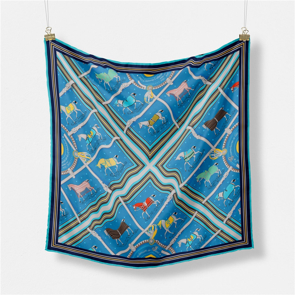 Checkered warhorse women's decorative small square scarves, small scarves, silk scarves in stock scarves