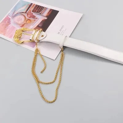 Women's Fashion Gold Buckle Genuine Leather Corset Female Cummerbund Coat Waistband Dress Decration Wide Belt