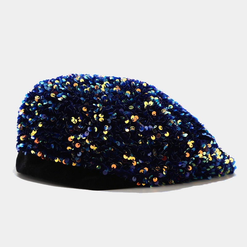 Sequin beret new hat children's fashionable and personalized pumpkin hat