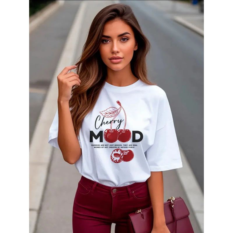 Cherry print short sleeved t-shirt