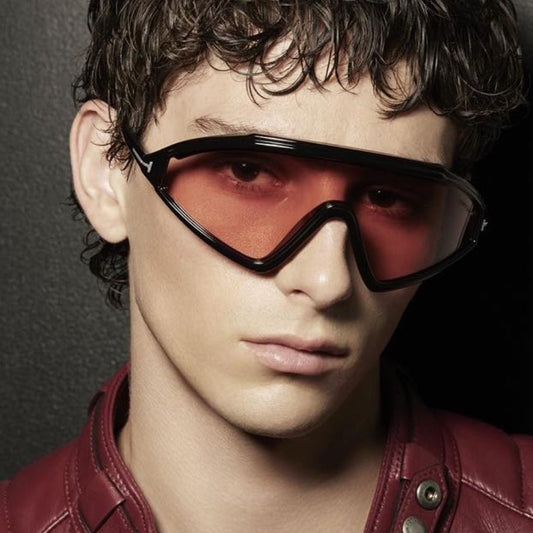 T-shaped triangle irregular connected sunglasses, fashionable retro sunglasses, runway sunglasses