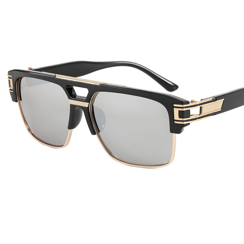 Fashionable sunglasses, transparent frame glasses, men's and women's retro box sunglasses, blue sunglasses