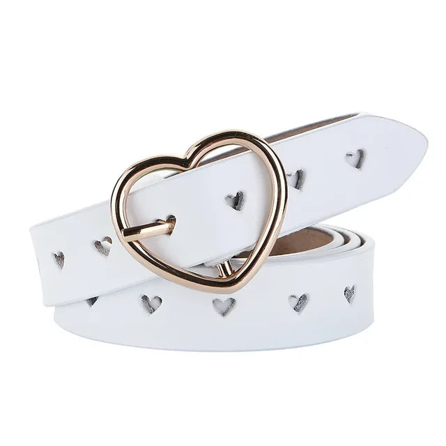 Genuine Leather Heart-shaped Cowskin Women Belts Brown Women's Jeans Belt