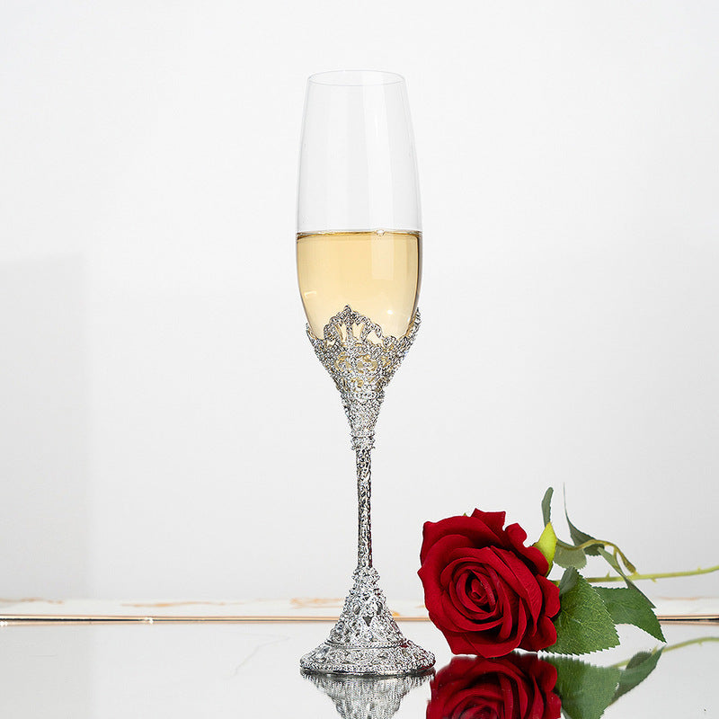 Household High Bubble Wine Cup, Vintage Senior Champagne Cup, Crystal Glass Wine Set, Gift Box