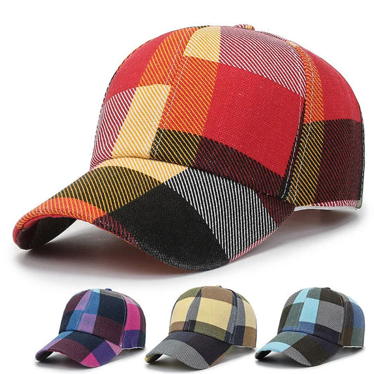 Large grid sun hat sunshade hat men's and women's windproof hat colorful and fashionable