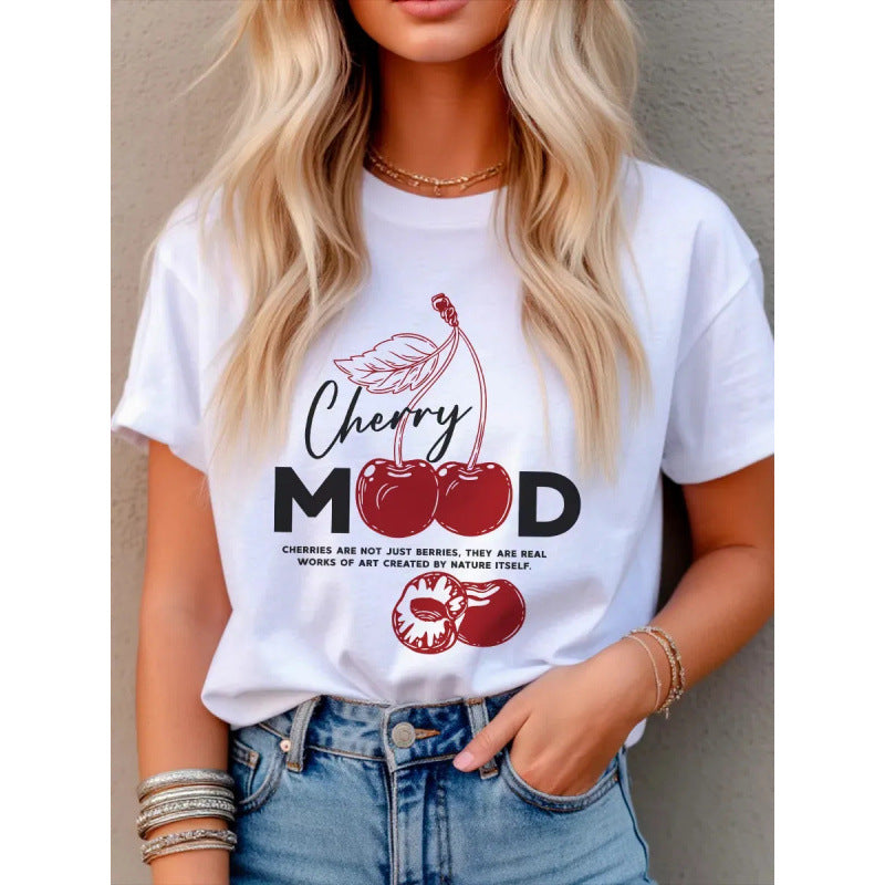Cherry print short sleeved t-shirt