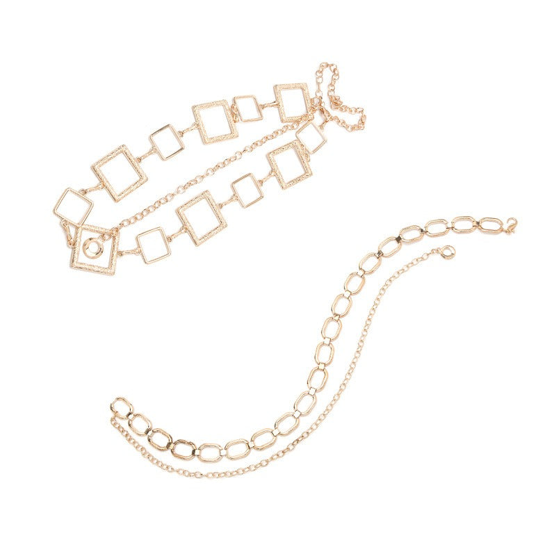 New Ins Style Metal Chain Decoration Jeans Chain Fashion Women's European and American Inlaid Pendant Paired with Waist Chain Thin